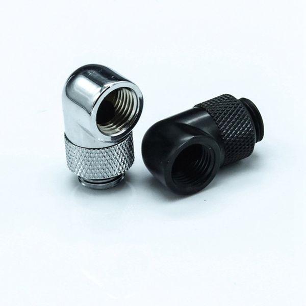 

G1/4 90 Degrees Connector 360 Degrees Rotating Connector for Hard Pipe Tube Brass Chrome Water Cooling Connector