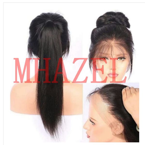 Mhazel Natural Hair Color Long Straight Full Lace Wig Glueless