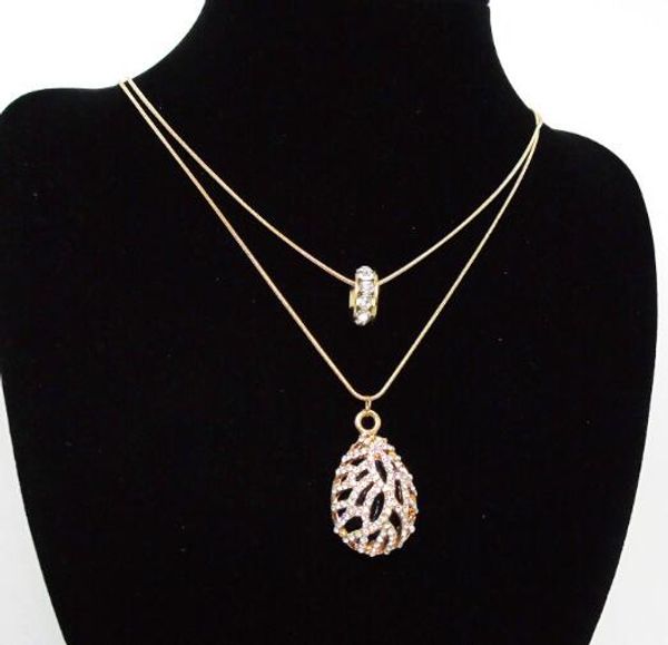 

style new fashion double-layer drop crystal long necklace with vintage necklace, female accessories, sweater chain, fashion classic and, Silver