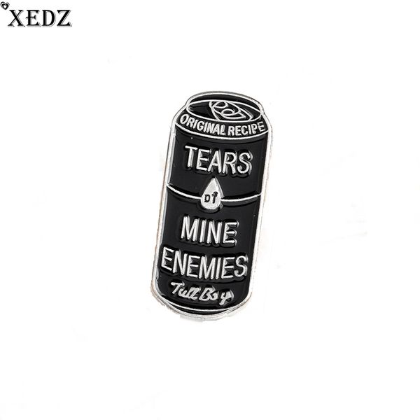 

xedz tears of mine enemies black cans enamel icons pins badge button pin for lapel denim pu punk dark brooches bag accessories, Gray