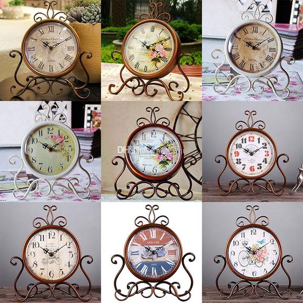 

16 style vintage metal round clock creative home living room bedroom decor table floor clocks in stock dhl wx9-43