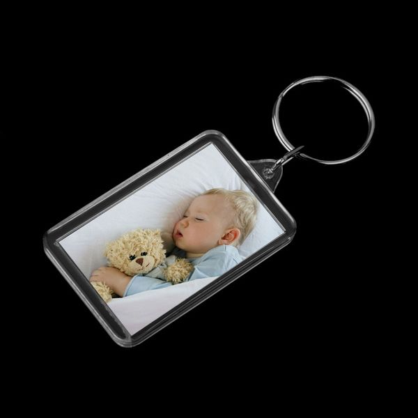 

10x oblong blank clear acrylic keyring make your own p keychain 28x49mm ee, Silver