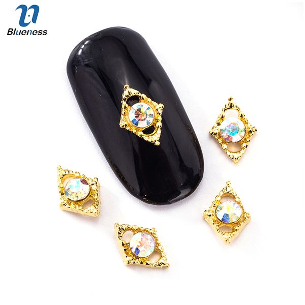 

blueness 10pcs/lot gold sier alloy 2color rhinestones diamond design manicure nail art supply nail art decoration studs tn1923, Silver;gold