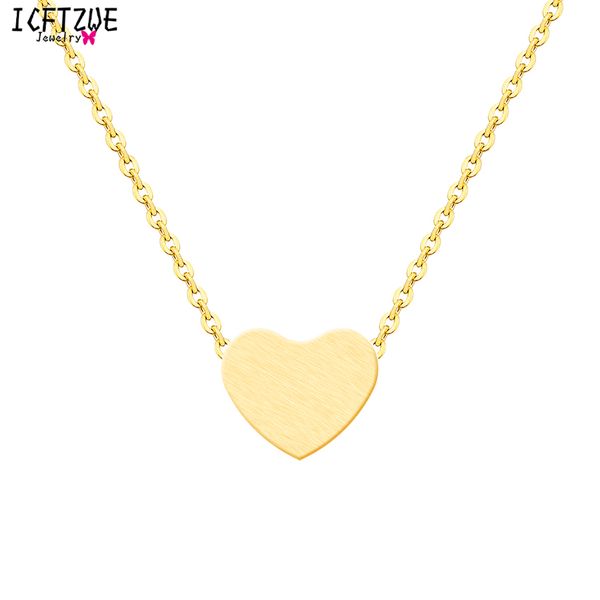 

icftzwe colar choker stainless steel minimalist jewelry tiny heart pendant necklace women gold chain bijoux bridesmaid gift, Silver