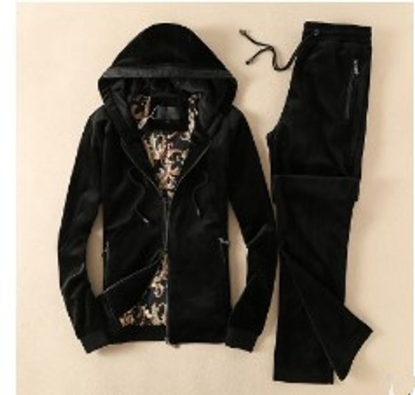 

gold velvet sports suit men's long-sleeved hooded foreign trade original single leisure suits fall and winter models men's jacket, Gray