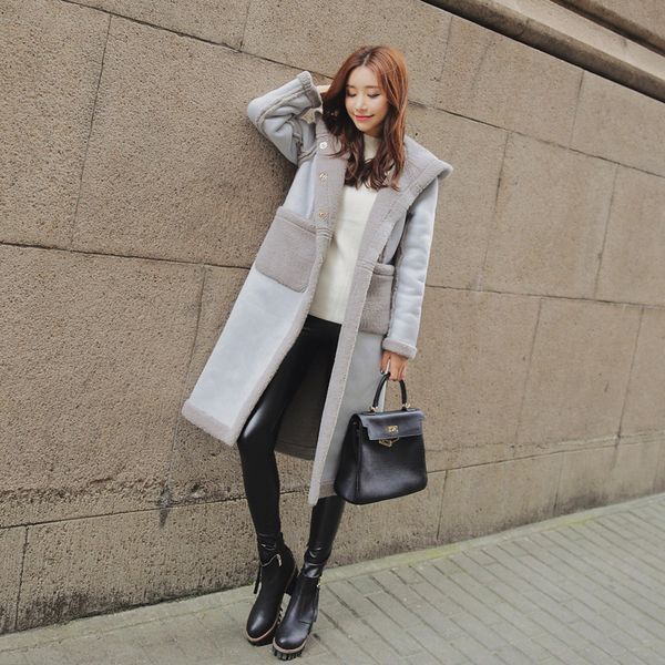 

overcoat women 2018 casual new cashmere overcoat solid full hooded open stitch women wh35 vestidos femininos, Black