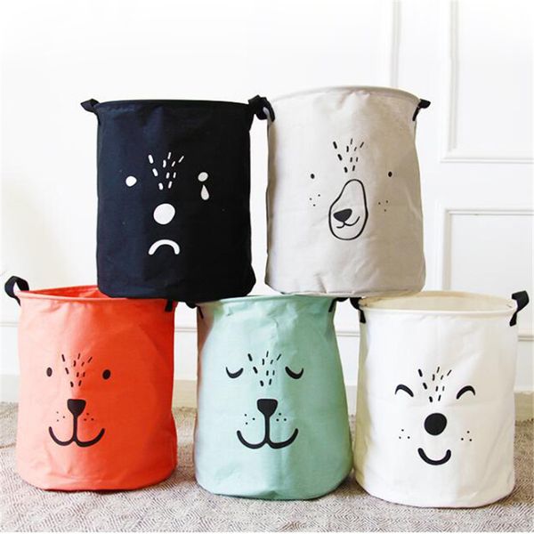 

2017 cute kids toys bag bins organizer large cloth laundry basket barrel sundries toy box storage bags container decor
