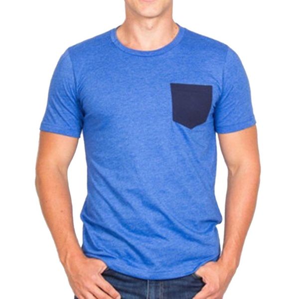 

vertvie solid patchwork t-shirts men fashion pocket short sleeve o-neck tee shirts male mulitcolor tshirt fitness summer, Black;blue