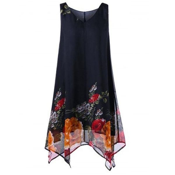 

summer women tanks chiffon sleeveless printed floral v-neck women tees lady tank sleeveless top, White