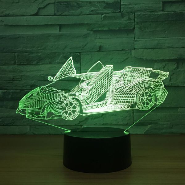 

Родстер спортивный автомобиль 3D оптическая иллюзия лампа ночник DC 5V USB питание AA батареи Оптовая Dropshipping Бесплатная доставка