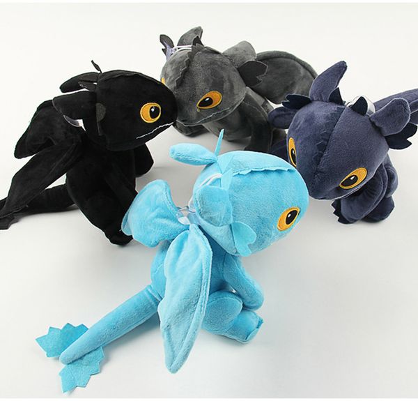 

4 Color 20cm(7.9inch) How to Train Your Dragon Plush Doll Toys New Night Fury Toothless Dragon Action Figure Toys kids Gift B