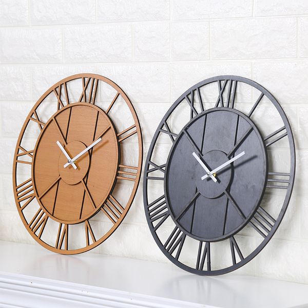 

silent wooden wall clock classic retro style wood clocks european simple timepiece for living room study bedroom home decoration