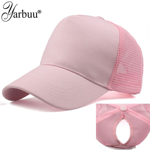 

yarbuu] 2018 ponytail baseball cap women snapback hat summer messy bun mesh hats casual adjustable caps drop shipping, Blue;gray