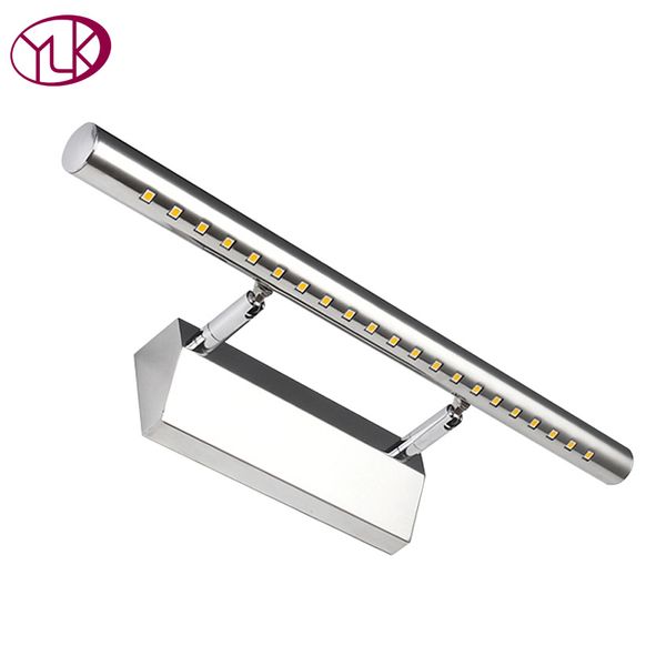 

new modern stainless steel led front mirror light bathroom cabinet dressing make up wall lamps 28/40/55/70cm 3/5/7/9w novelty