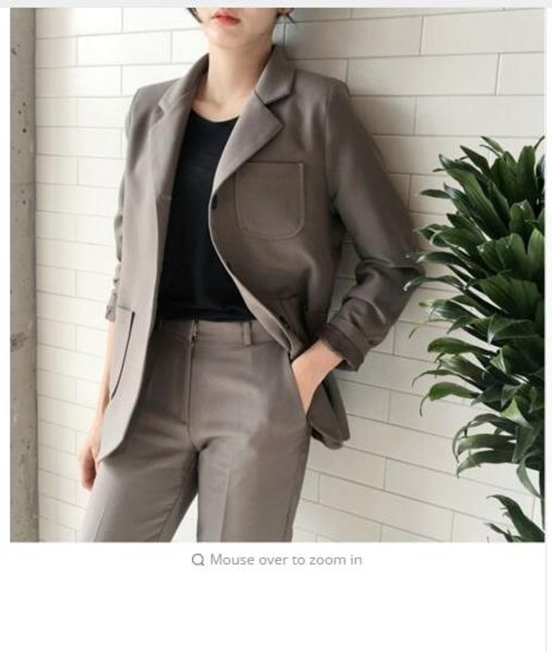 

two pieces set autumn and winter loose small suit pants women's professional suit female ol, White;black