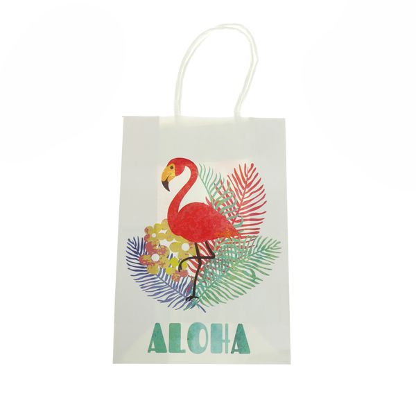 

6 pcs/set creative paper candy box gift bags lovely cartoon flamingo sticky bag wedding party birthday baby shower supplies