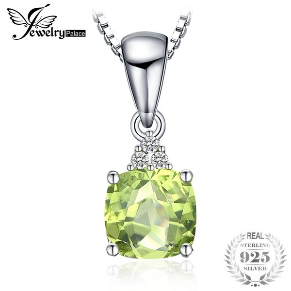 

jewelrypalace 1.1ct cushion-cut genuine peridot pendants real 925 sterling silver jewelry for women fine jewelry without a chain
