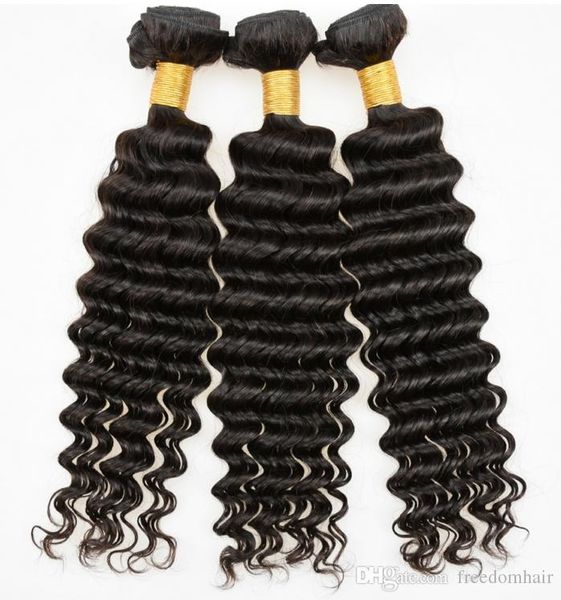 

8a brazilian virgin hair deep wave 100g/pcs unprocessed brazilian human hair weaves 3 bundles hair extensions deep wave style natural black