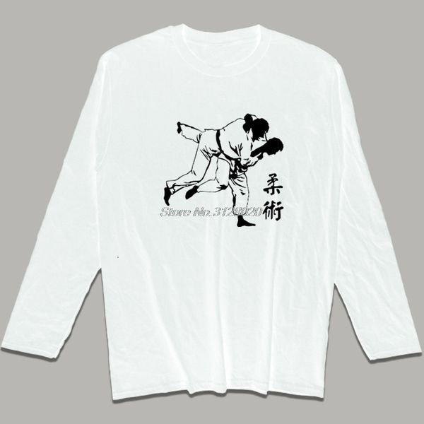 

jiu jitsu printed cotton t shirt men casual long sleeve o neck t-shirt fitness tee mma male brand clothing streetwear, White;black