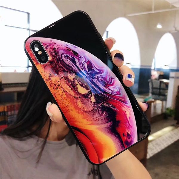

2018 for iphone xs max tempered case official wallper galss case earth galaxy pattern mirror case