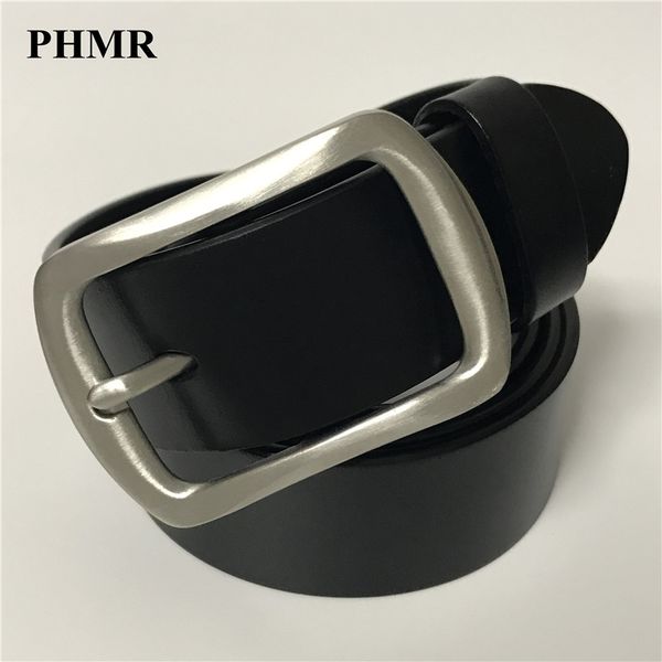 

retail 100% solid stainless steel pin buckle italy high genuine leather luxury belt men fashion men belts male jeans accessories, Black;brown