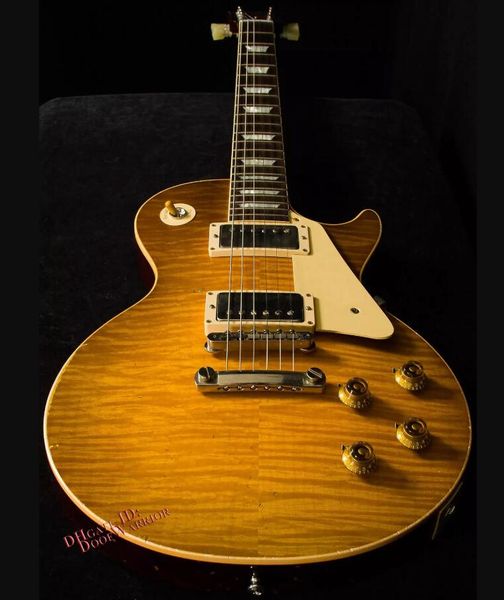 

Rare fat flame maple hi toric 1960 rei ue tom murphy vintage lemon bur t relic electric guitar one piece neck little pin tone pro bridge