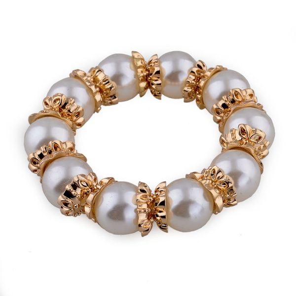 

szelam low choker gold bracelets & bangles punk crystal simulated pearl bead elastic bracelet for women jewelry sbr140254, Black