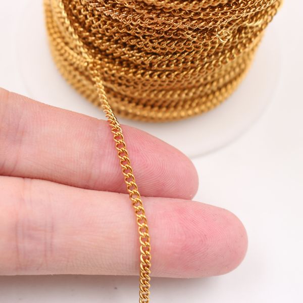 

factory price 12meter/ lot in bulk stainless steel gold 2.2mm wide cowboy link chain jewelry findings markign diy, Silver
