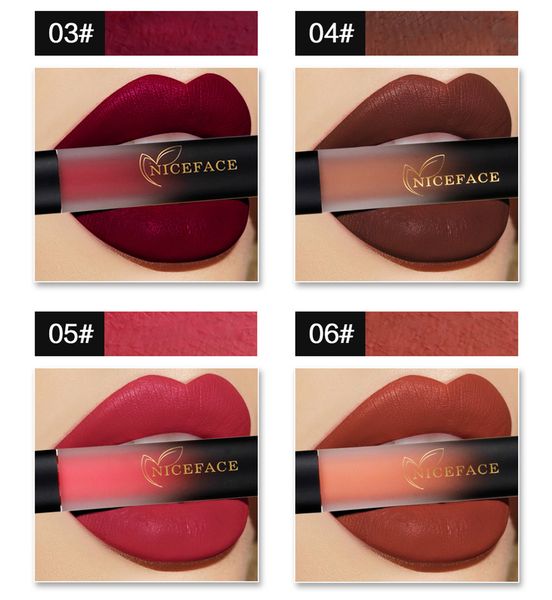 

2019 niceface 18 colors matte liquid lipstick moisturizer lasting waterproof velvet nude lip cream lipgloss beauty cosmetics 1224011