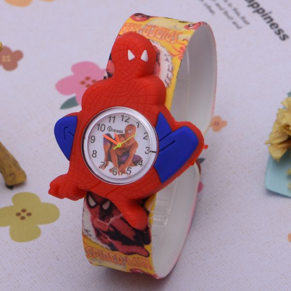 

new cartoon slap watches silicone coloful band candy 3d kid watch spiderman batman kids children rabbit cartoon snap slap watches, Slivery;brown