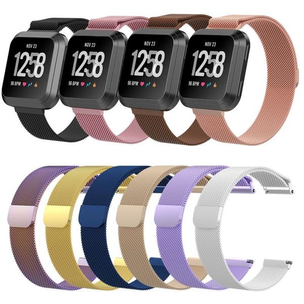 

stainless steel mesh milanese magnetic loop wrist band strap for fitbit versa smart watch straps bracelet wristband