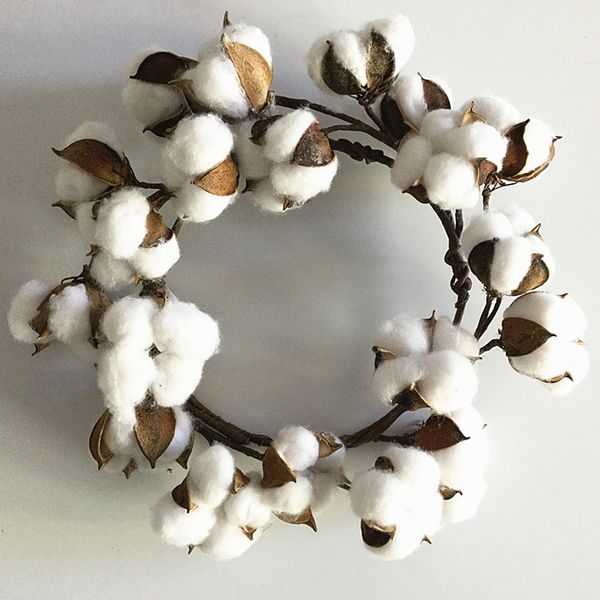 2019 10 Artificial Small Cotton Boll Wreath For Farmhouse