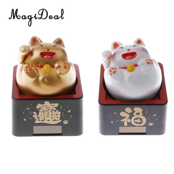 

magideal solar powered bobble head toy wave good lucky cat decor ornament l shop cafe fengshui ornament