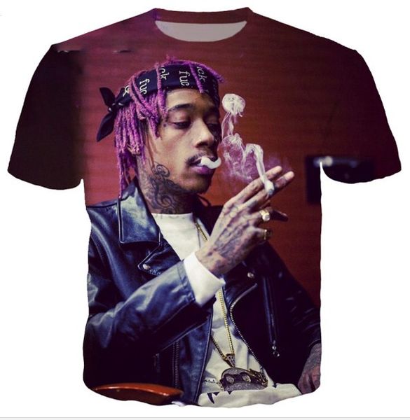 

new arrival hip hop singer wiz khalifa t shirt men/women 3d printed t-shirts short sleeve harajuku style t-shirt streetwear a01, White;black