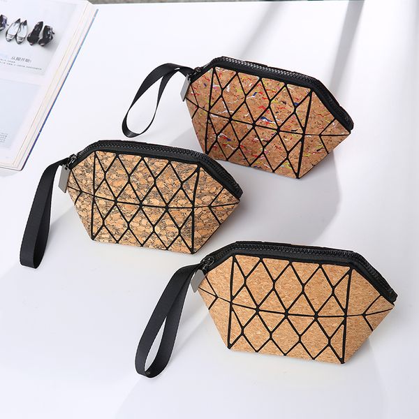 

eco-friendly vegan cork makeup bag geometric travel cosmetic bag