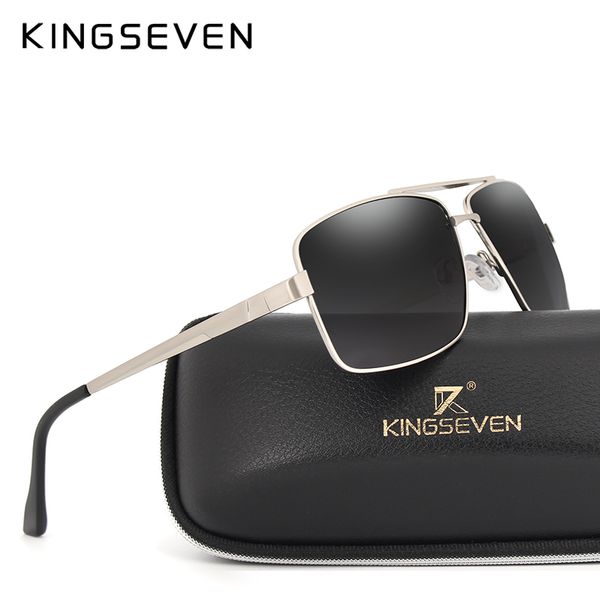 

kingseven 2017 rectangular parallel bars sunglasses design men's classic glasses polaroid sunglasses luxury lenses uv400, White;black
