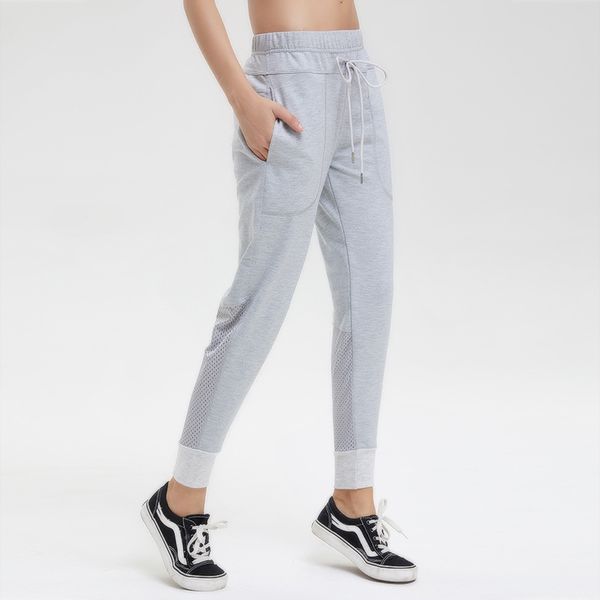 

women cotton yoga pants lace-up waist bottom leggings sports wear loose athleisure pants fit female running fitness trousers, White;red