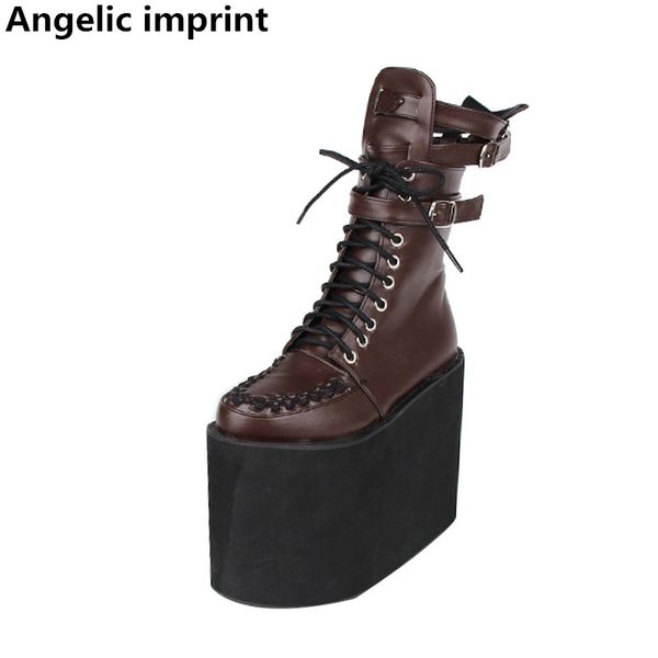 

angelic imprint mori girl women platform punk cosplay shoes lady lolita boots woman princess super high heels pumps pointed toe, Black