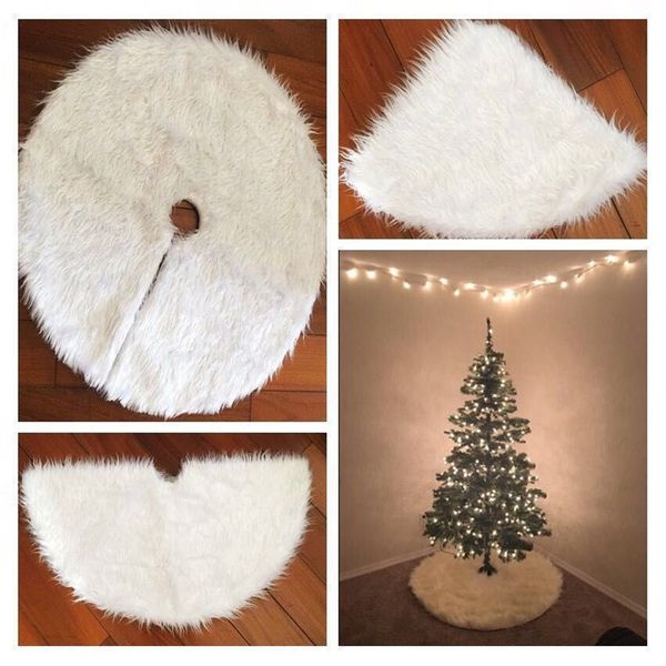

1pc creative white plush christmas tree skirts new year home outdoor decor event party tree skirts fur carpet xmas decoration