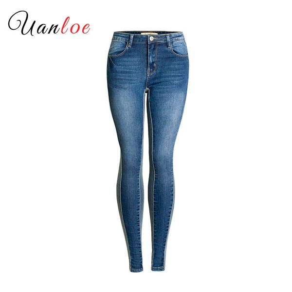 

plus size 2018 summer distressed jeans for women fashion skinny boyfriend high waist denim pencil pants, Blue