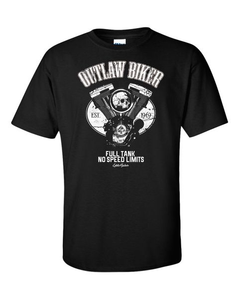 

2018 fashion 100% coon outlaw biker t-shirt motorcycle club mc riders racer piston skull ace chopper tee shirt, White;black