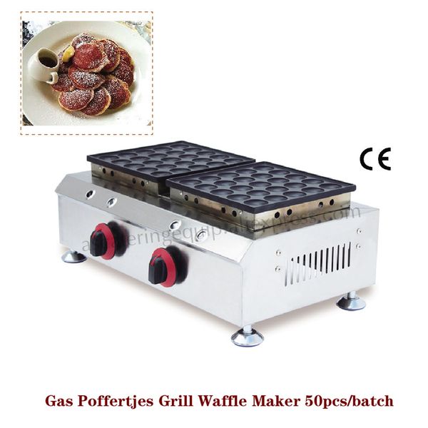 

gas holland small pancakes stove 50pcs poffertjes grill waffle baker machine 2 heads commercial stainless steel brand new