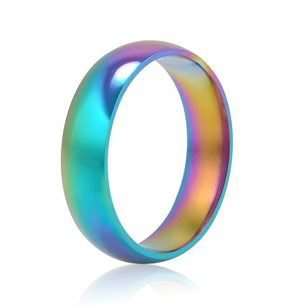 

men women rainbow colorful ring titanium steel wedding band ring size 6-10 gift ing, Silver