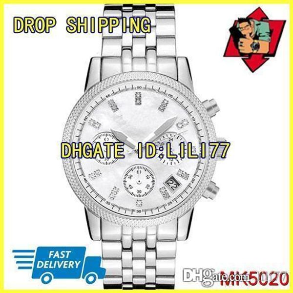 

100% original japan movement new mk5020 mk5021 mk5026 mk5057 mk5525 mk5547 mk5650 mk5642 mk5676 mk5698 mk6077 ladies pearl dial watch, Slivery;brown