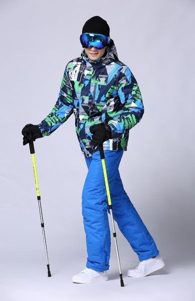 

mens snow suit thermal padded cotton men ski jackets and bib trousers set men's winter skating skiing clothing windproof