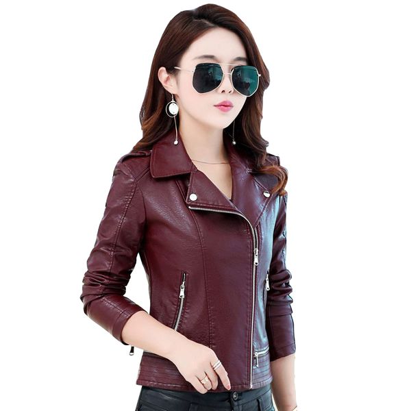 

2017 autumn winter jacket women short coats faux leather jacket faux fur biker motorcycle casual jackets plus size coats qh0680, Black