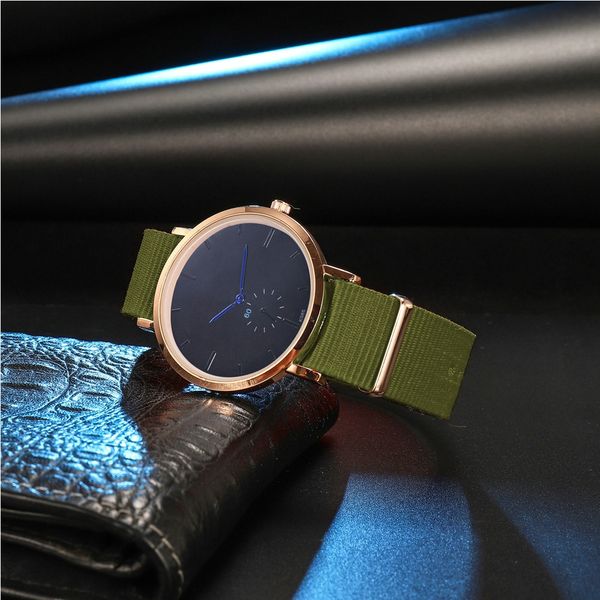 

women fashion nylon cloth band analog quartz round wrist watch watches 10.12, Slivery;brown