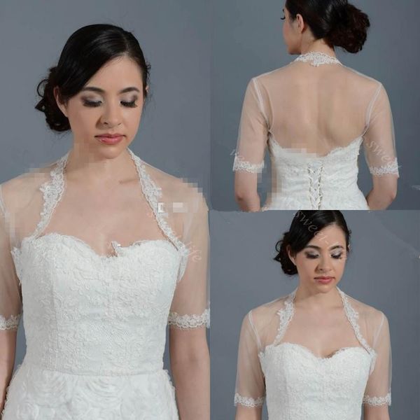 Giacca da sposa bolero da sposa in pizzo economico, coprispalle avvolgente, coprispalle, avorio, bianco, velato, manica corta, applique, in tulle, giacca su misura per Weddin294I