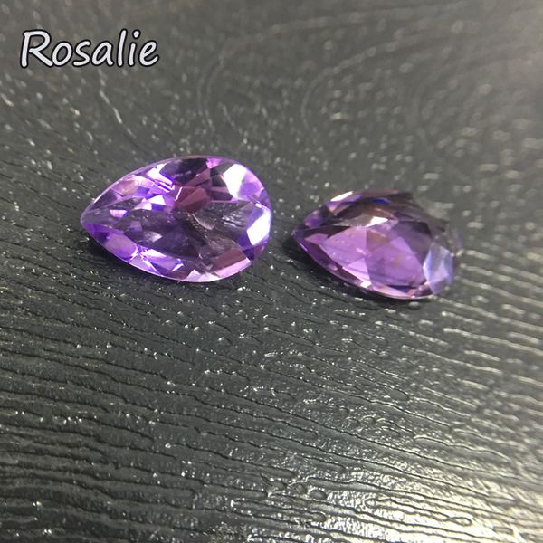 

rosalie,natural loose gemstone brazil good luster amethyst pear 8*12mm approx. 2.75ct per piece for silver jewelry mounting, Black