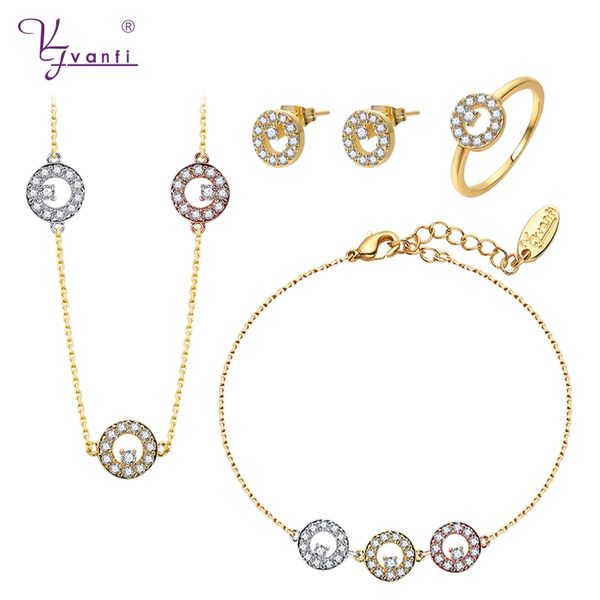 

kfvanfi new arrival fashion three color plated copper jewelry sets, Silver